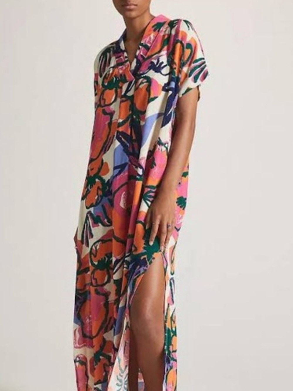 BEL KAZAN Zinnia Bold Floral Kaftan Maxi Dress